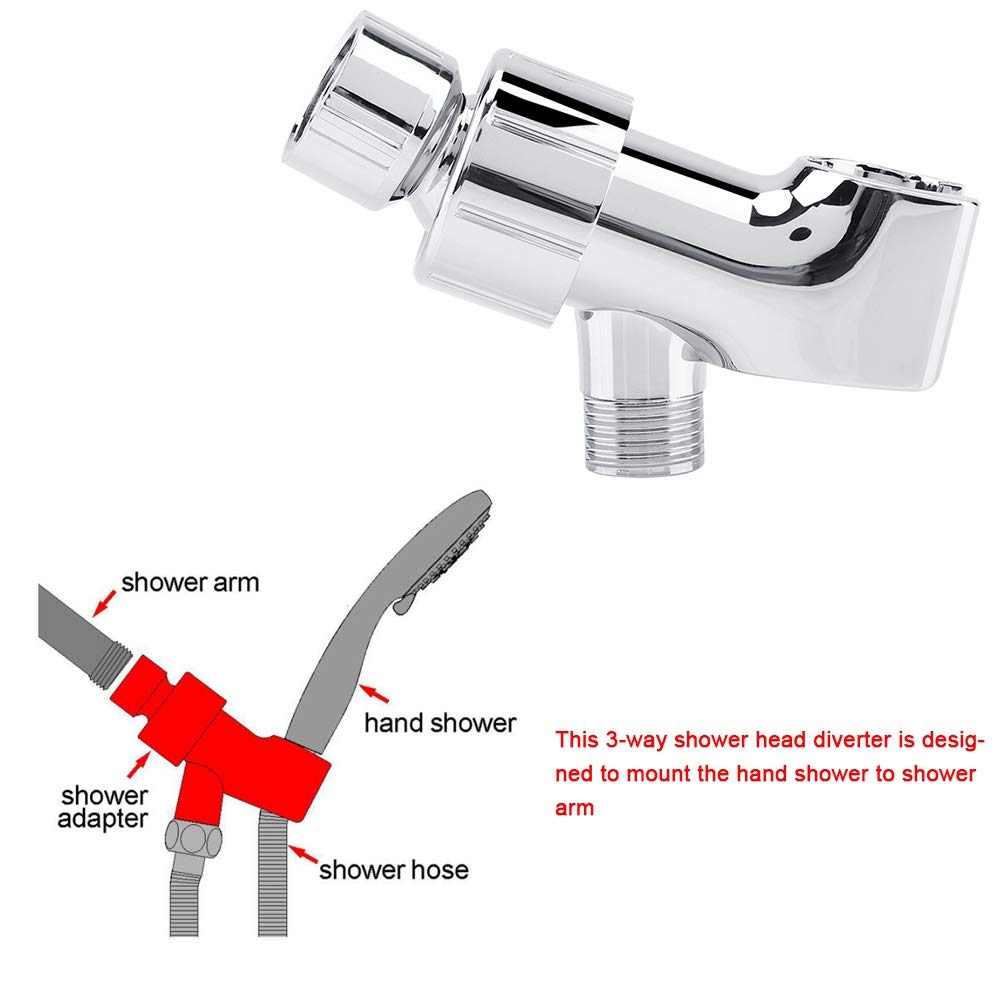 3-Way Rotatable Shower Diverter Bracket - Chrome Plated Plastic Shower Arm Holder for Bathroom Accessories - Perfect for Multi-Function Shower Systems & Spa-Like Experience