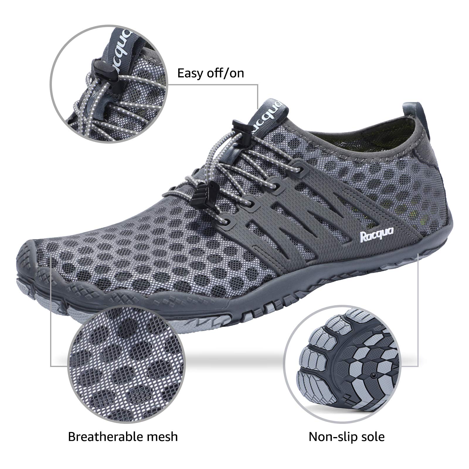 **Racqua Composite Mesh Water Shoes for Men & Women - Lightweight Quick-Dry Aqua Shoes for Beach, Swimming, Surfing & Outdoor Activities**