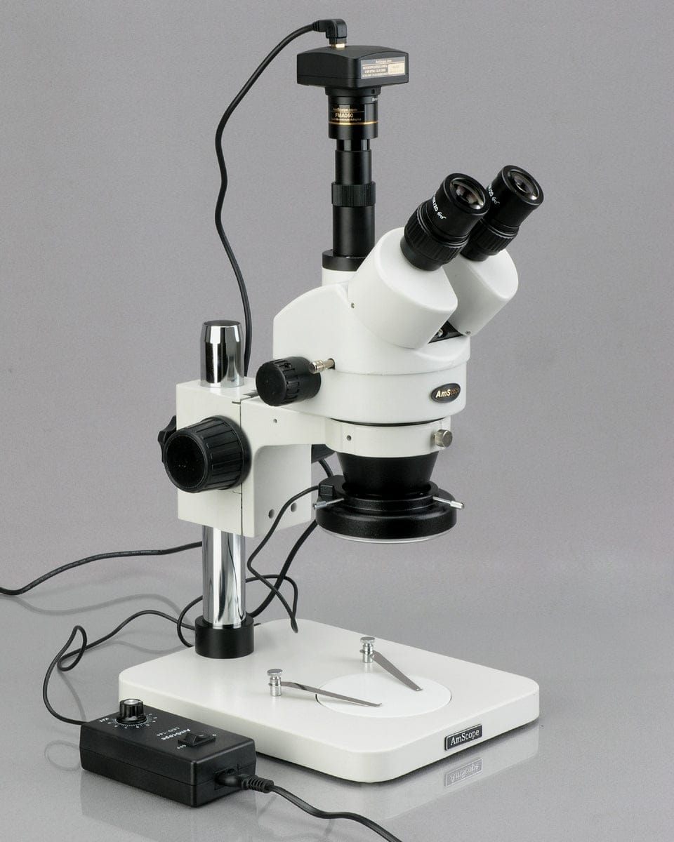 AmScope SM-1TSZ-144A 5MP USB Digital Stereo Microscope - 3.5X-90X Magnification, 4-Zone 144 LED Illumination | Ideal for Electronics Repair, Coin Collecting & Biological Research