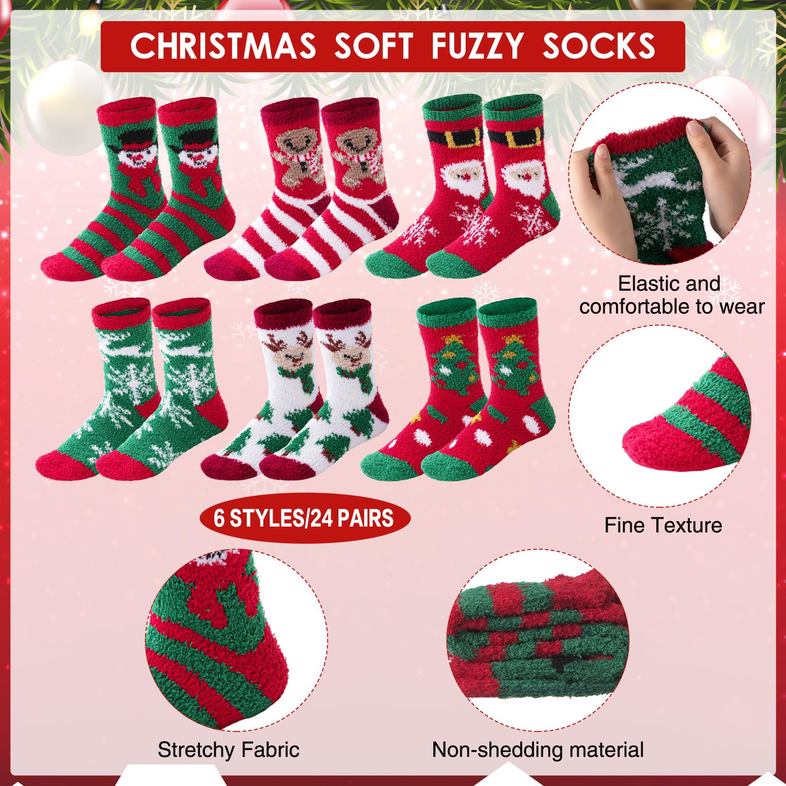 24 Pairs Christmas Cupcake Fuzzy Socks for Women - Bulk Holiday Gift Set for Xmas, Valentine's Day, Teachers & Colleagues - Cozy Winter Socks for Gifting, DIY Crafts & Christmas Celebrations