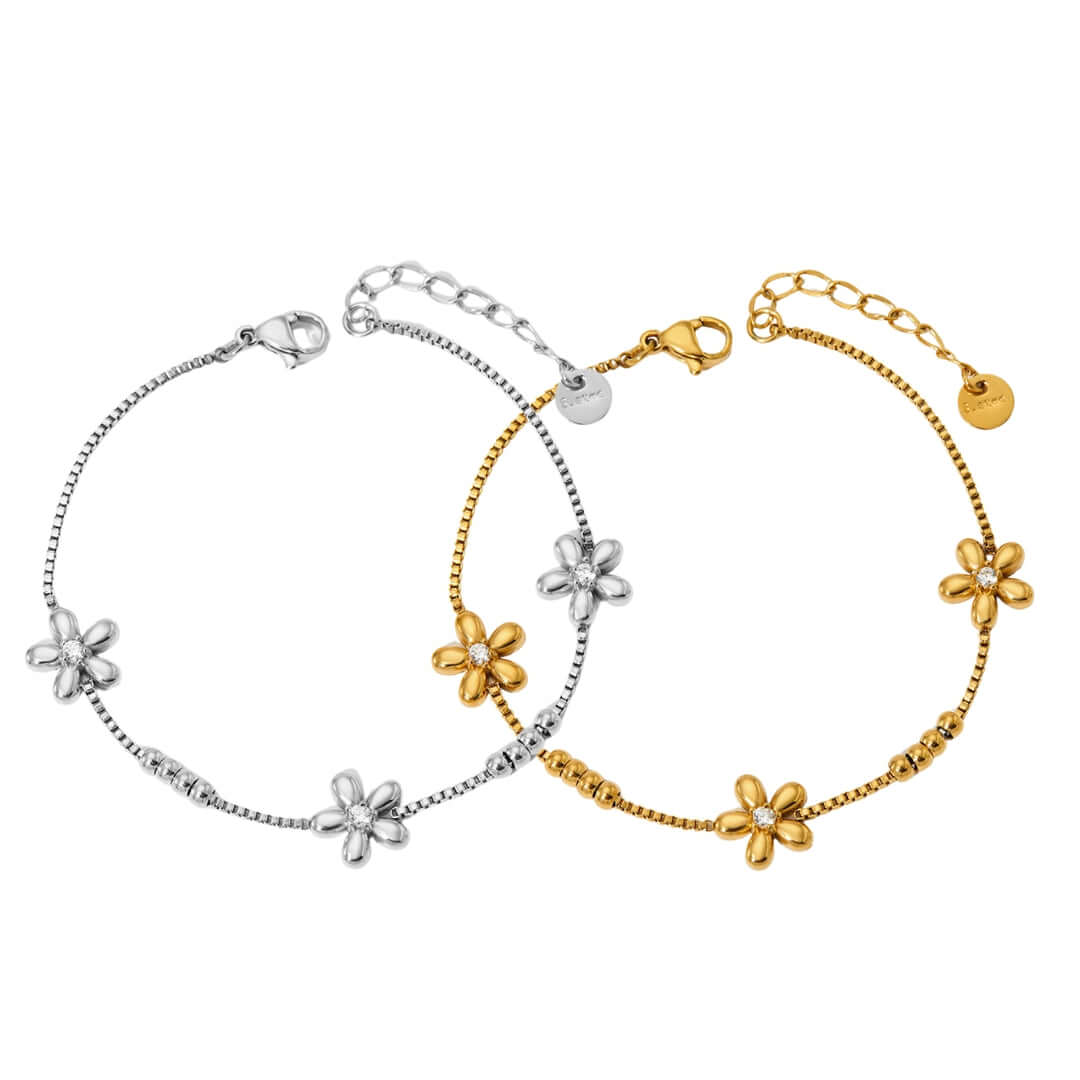 Floral Bead Bracelet for Women - Gold Plated Adjustable Boho Bracelet | FB179 | Perfect for Parties, Weddings & Everyday Wear