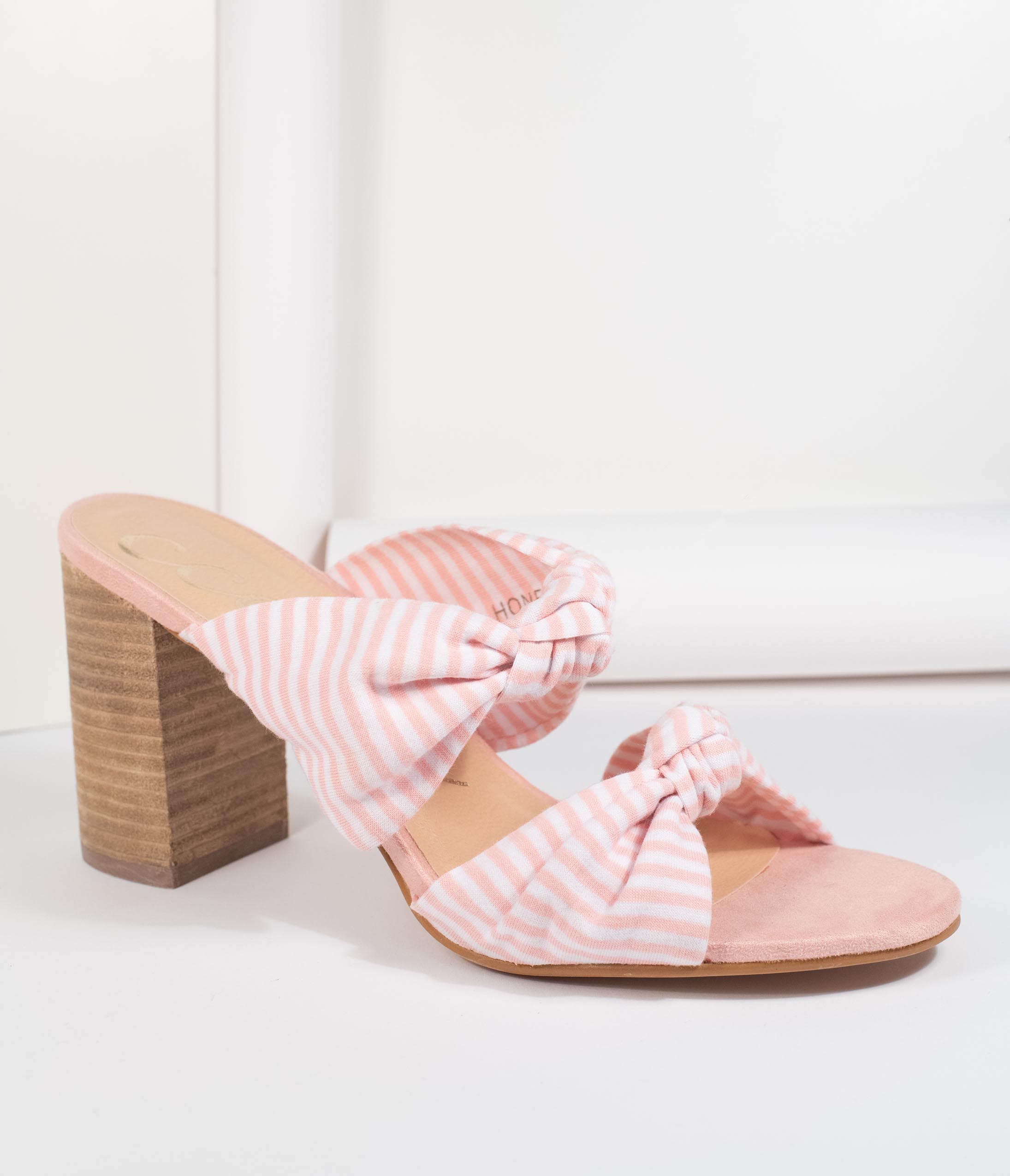 Stylish Pink & White Striped Block Heel Sandals for Women - Perfect for Summer Outfits, Weddings & Beach Vacations