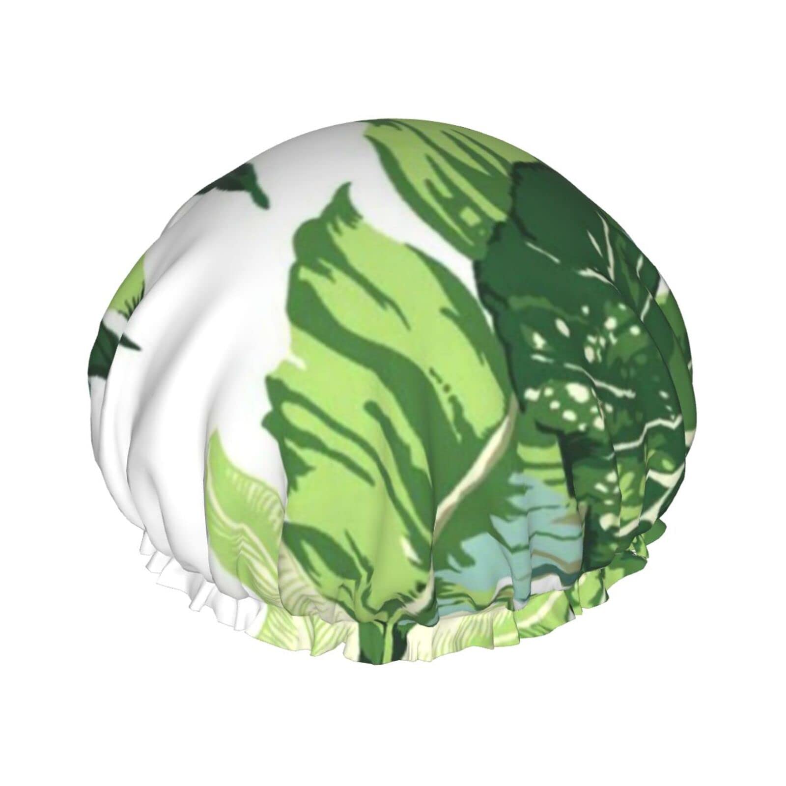 Waterproof Reusable Shower Cap for Women - Cute Banana Leaf Design Double Layer Bathing Hair Cap | Perfect for Shower, Spa, Swimming & Hair Care