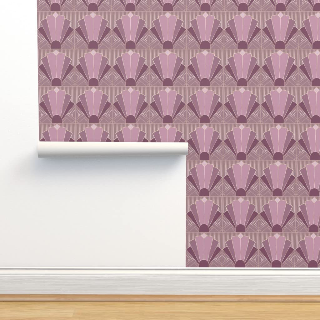 Premium Commercial Grade Wallpaper 27ft x 2ft - Art Deco Pink Vintage Retro Geometric Stripes Tile Purple Traditional Peel & Stick Wallpaper for Living Room, Bedroom, Dining Room Decor