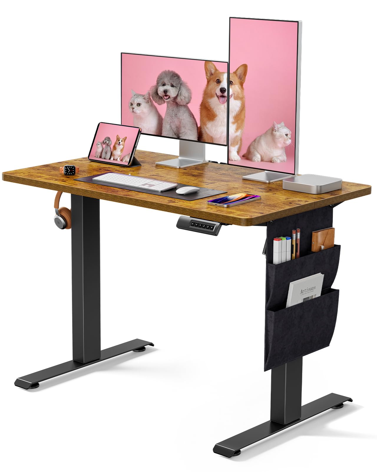 Marsail Electric Standing Desk 40x24 Inch - Adjustable Height Home Office Desk with 4 Memory Presets, Storage Bag & Cable Organizer | Ergonomic Computer Workstation for Gaming, Working & Studying | Perfect for Small Spaces & Home Offices