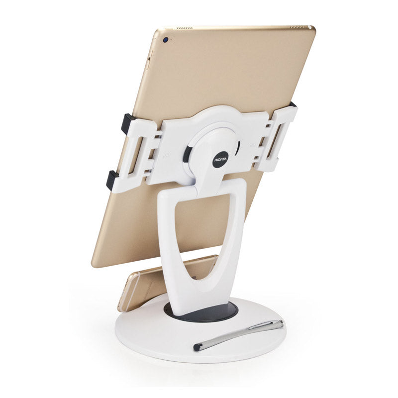 Universal Multi-Function Tablet Stand with Smartphone Holder - Adjustable & Sturdy Base for iPad, Kindle, e-Reader - Perfect for Home, Office, and Travel Use
