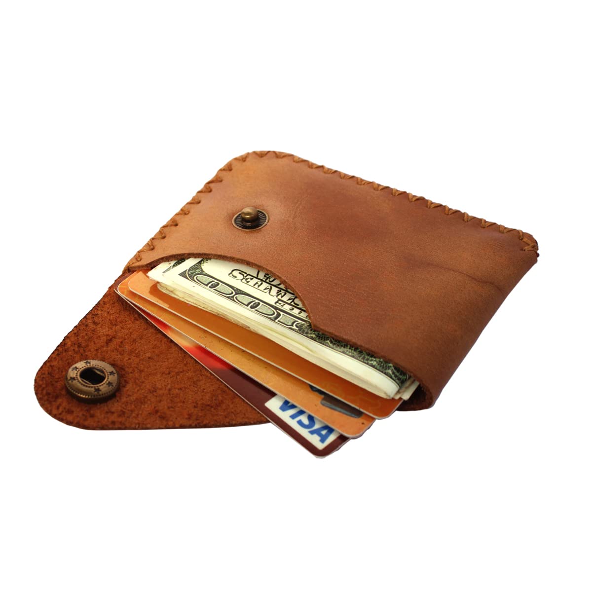 Handmade Genuine Leather Slim Card Holder Wallet - Front Pocket Minimalist RFID Blocking Card Organizer for Men & Women - Perfect for Travel, Business Cards, and Everyday Use