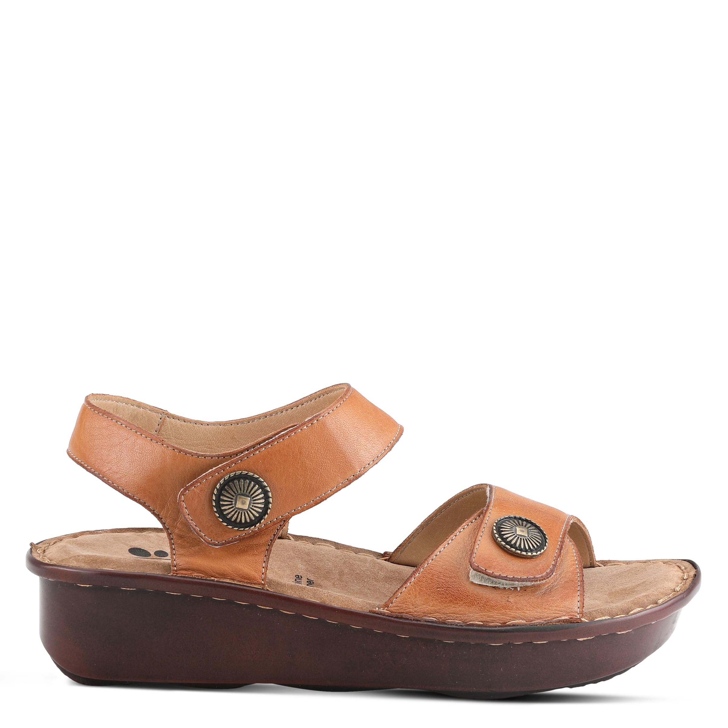 Spring Step Women's Toca Leather Wedge Sandals with Adjustable Hook & Loop Straps - Comfortable Casual Summer Shoes for Beach, Walking & Outdoor Activities