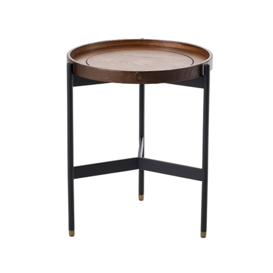 Corelli Round Side Table in Walnut - Stylish and Functional Accent Table for Living Room, Bedroom, or Office