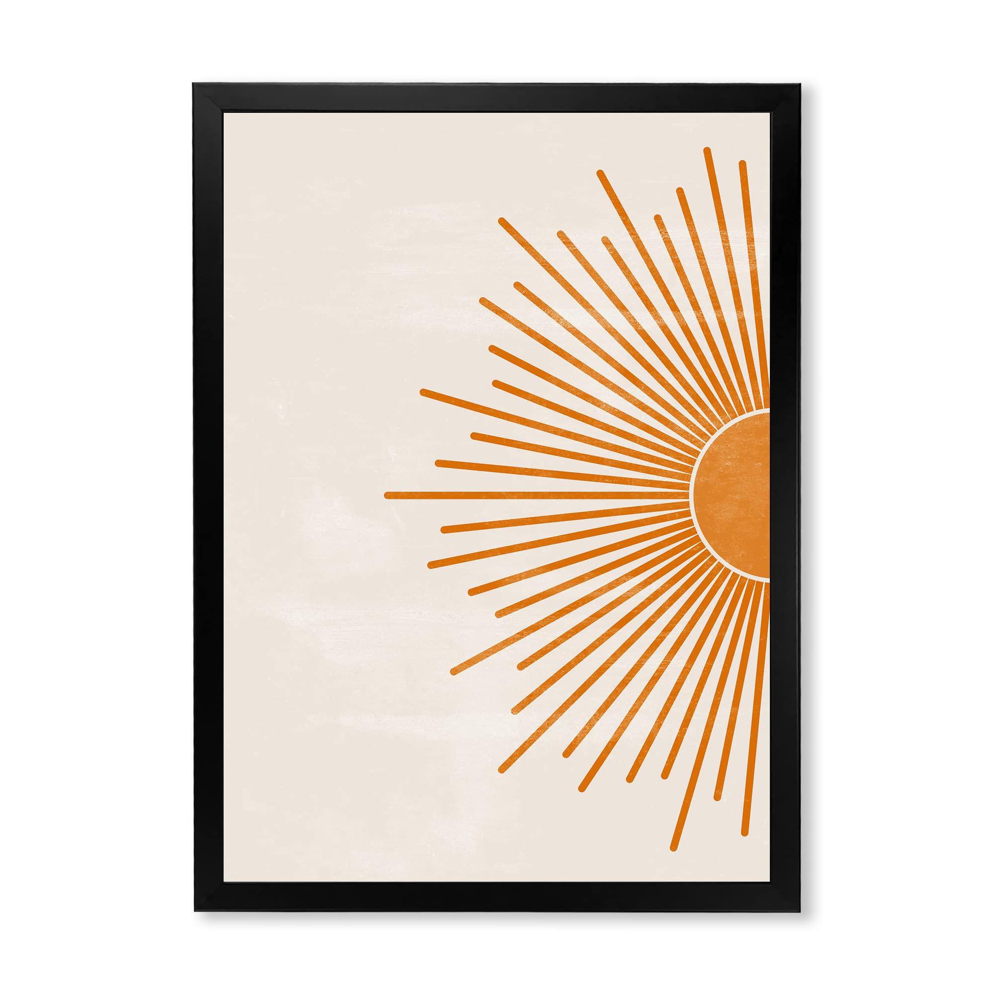 DesignQ Orange Sun Print - Modern Framed Wall Art Decor for Living Room, Bedroom & Office | Vibrant Abstract Painting for Home & Office Spaces