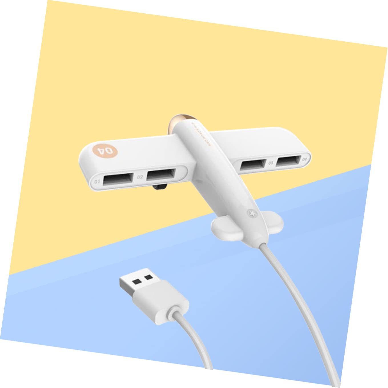 Mikikit 4-Port USB 2.0 Hub - High Speed Multi USB Port Hub Splitter for Laptop, PC, Desktop - White | Perfect for Home Office, Gaming Setup & Multiple Device Charging