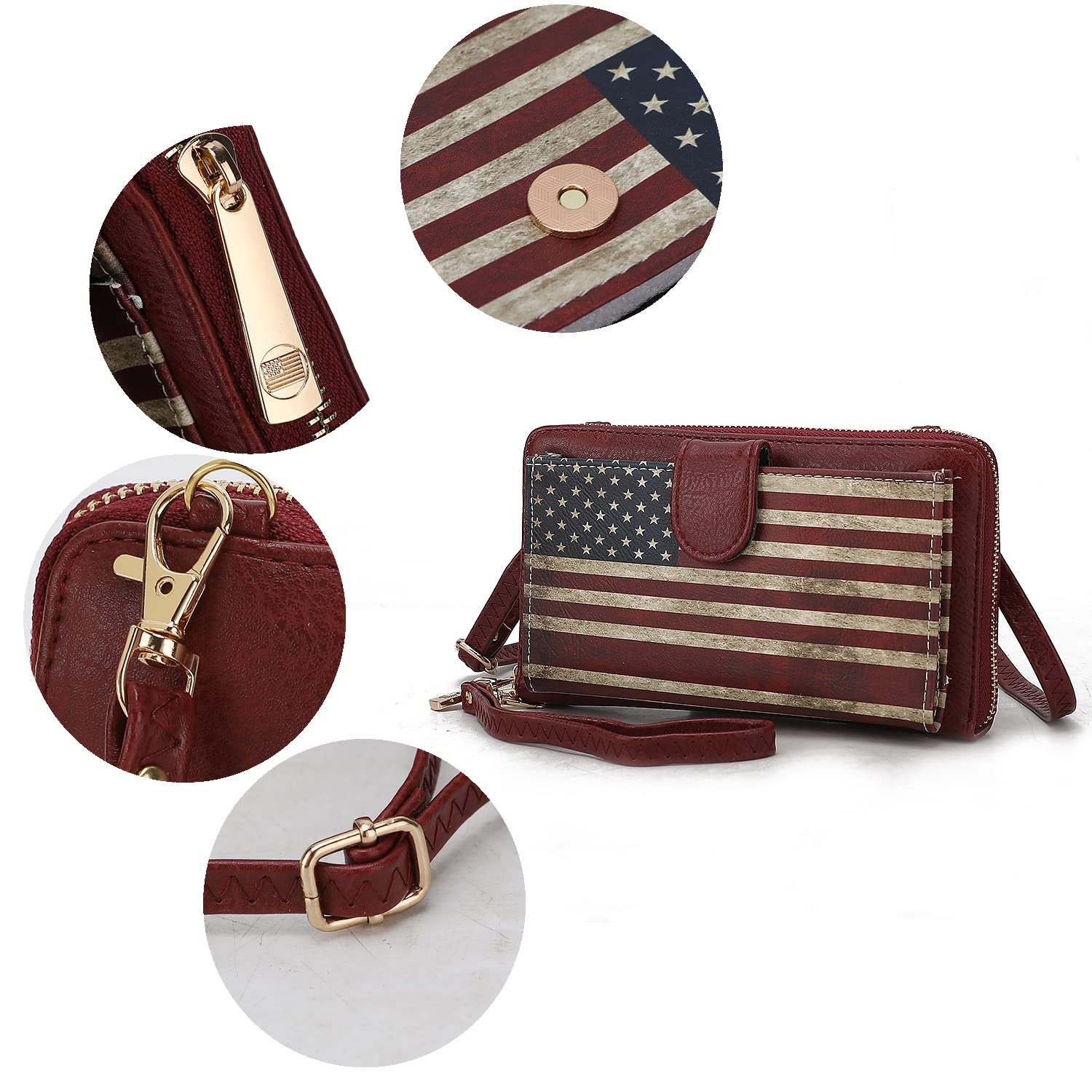 MKF Collection Women's Vegan Leather Crossbody Phone Bag - Stylish Shoulder Purse with Wallet for iPhone & Android - Perfect for Shopping, Travel & Everyday Use