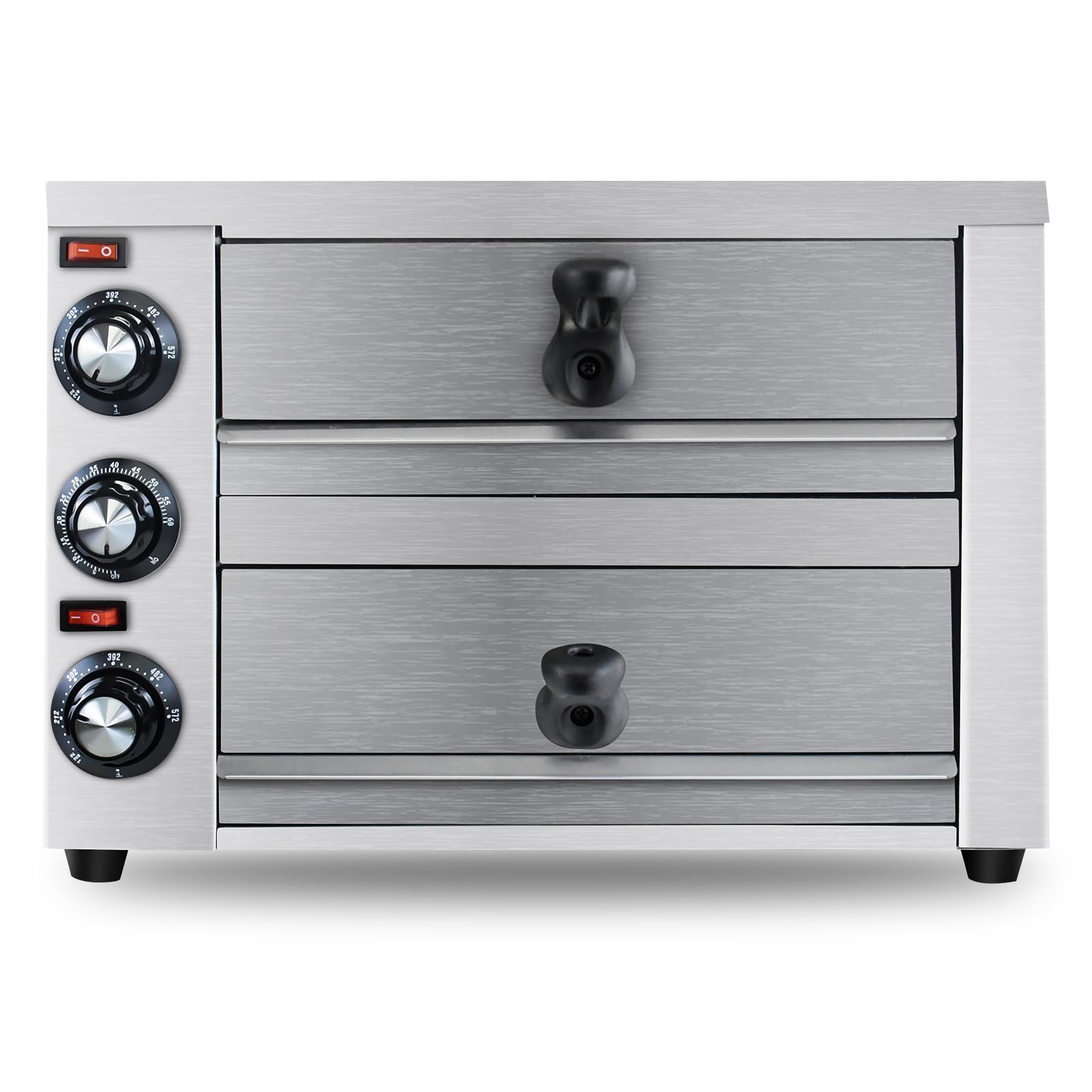 KOOTEN 2 Tier Electric Pizza Oven - Stainless Steel Commercial Countertop Pizza Maker with Timer for Home & Restaurant | Perfect for Indoor Baking, Parties & Small Businesses