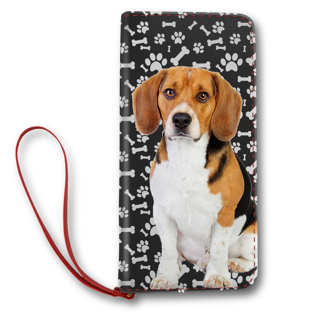 Women's Leather Long Wallet with Beagle Dog Paws Pattern - Perfect Gift for Dog Moms | Ideal for Everyday Use, Travel & Pet Lovers