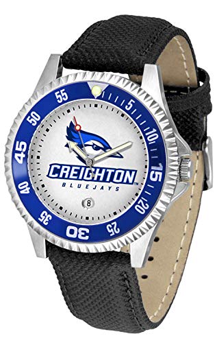 SunTime Creighton University Bluejays Men's Competitor Watch with Genuine Leather Band - Perfect for College Sports Fans, Alumni Gifts & Game Day Accessories