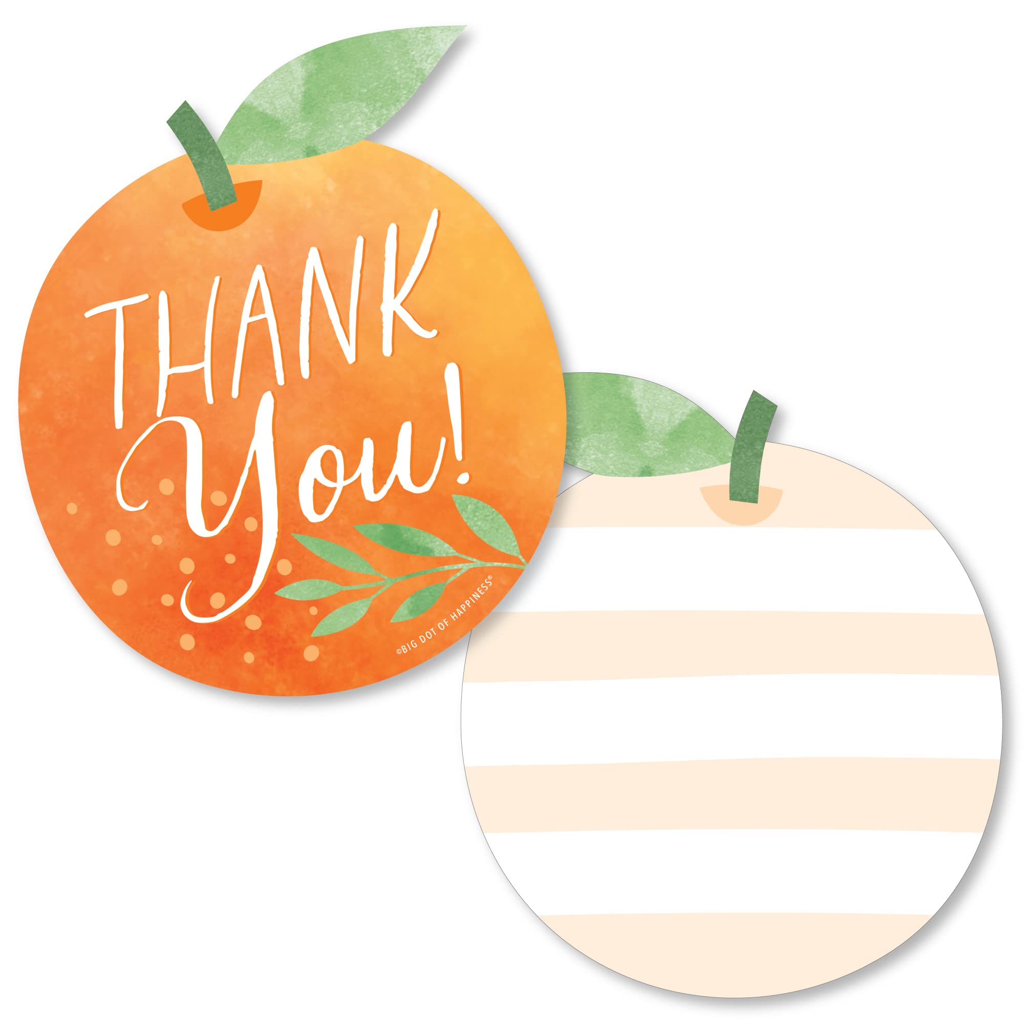 Big Dot of Happiness Little Clementine-Shaped Thank You Cards - Set of 12 Orange Citrus-Themed Note Cards with Envelopes for Baby Showers, Birthday Parties & Appreciation Gifts | Perfect for Thank You Notes, Wedding Favors & Special Occasions