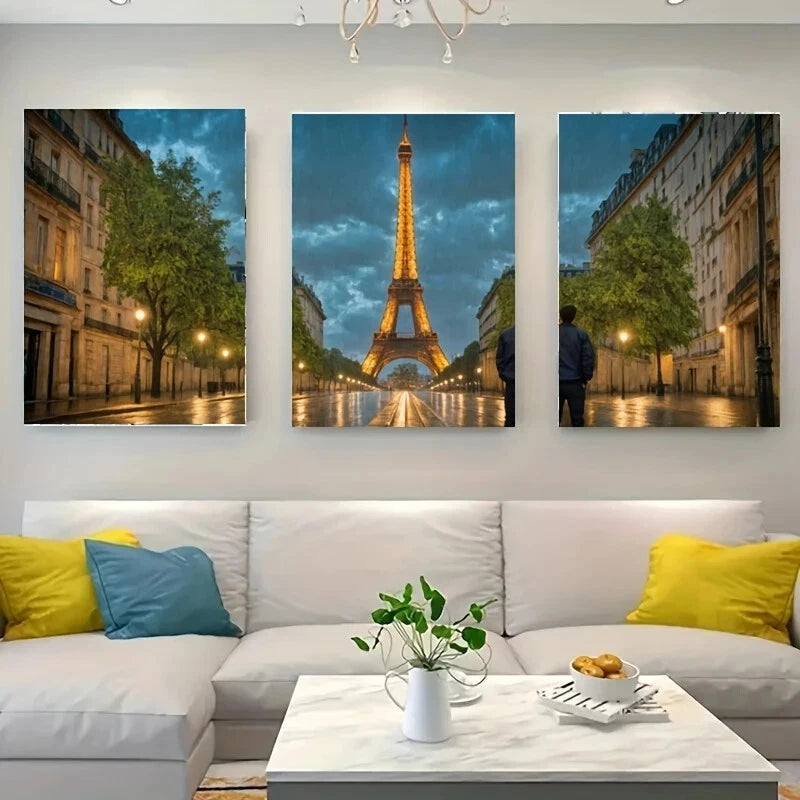 3pcs Standing in The Rain Metal Wall Art - Ready to Hang Modern Home Decor for Living Room, Bedroom & Office