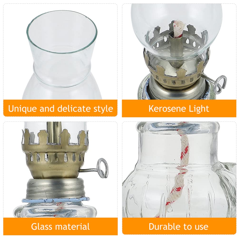 2pcs Clear Glass Lamp Chimney - Replacement Shade for Kerosene & Oil Lamps - Decorative Lighting Accessory for Home, Camping, and Emergency Use