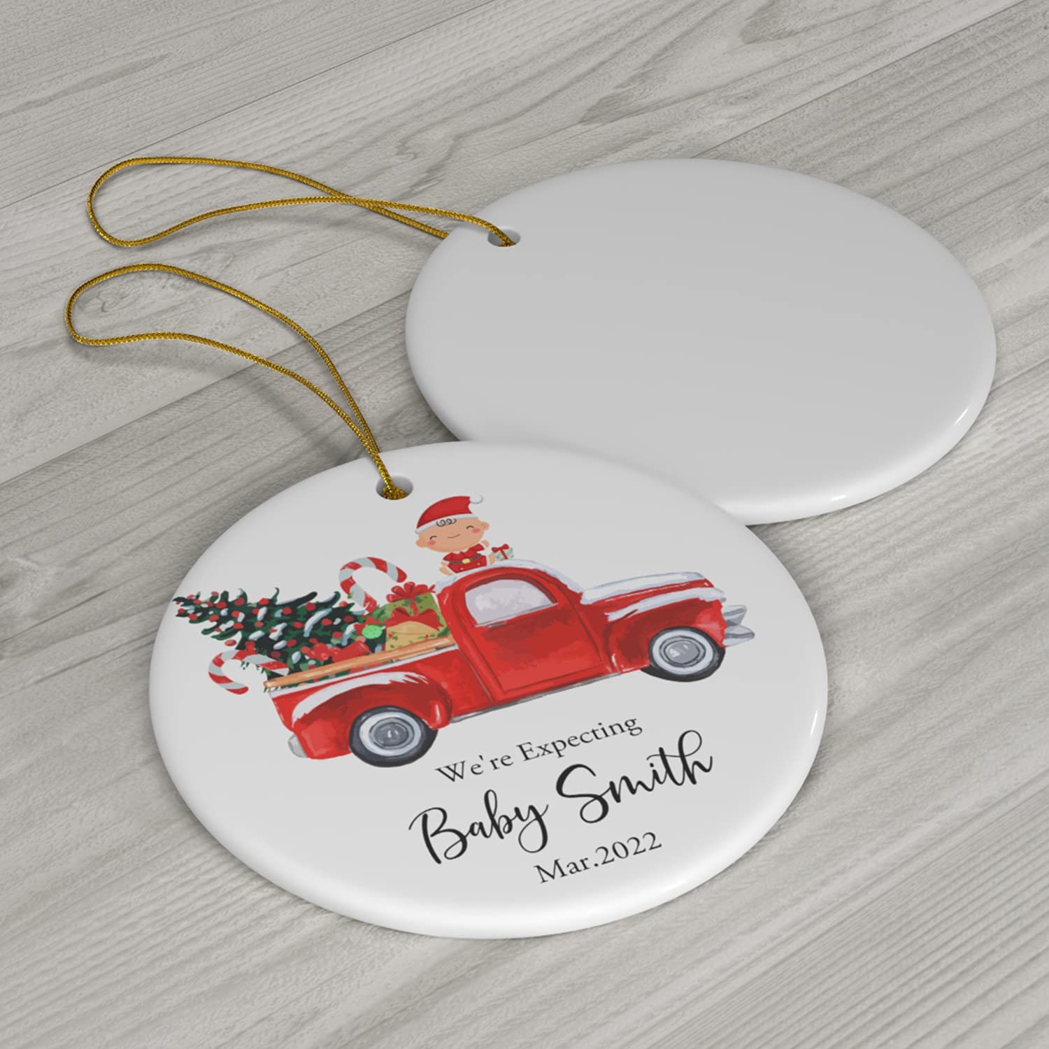 Custom Baby Announcement Christmas Ornaments 2021 - Personalized Pregnancy Keepsake for Tree Decor | Perfect for Holiday Celebrations & Gender Reveal Parties