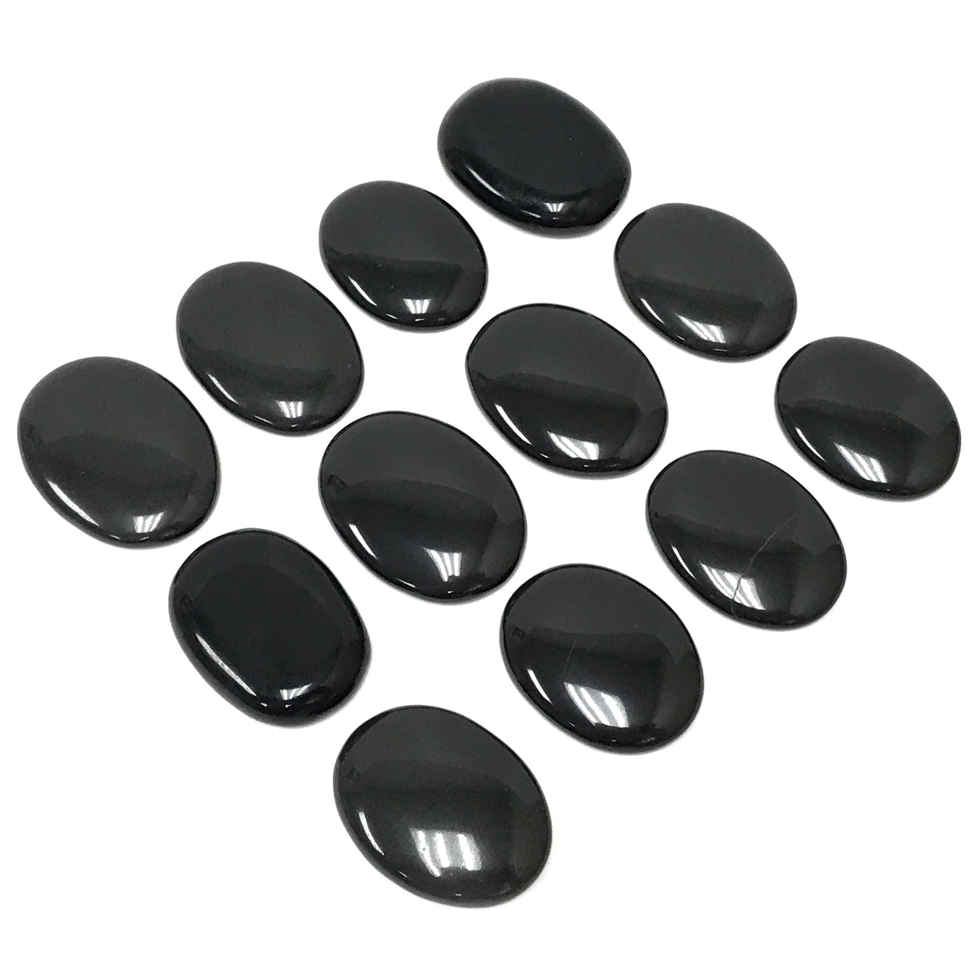 Black Obsidian Pocket Fidget Stone - Thumb Indent Worry Stone for Anxiety Relief & Stress Relief (1 Piece) RSH204 B - Perfect for Meditation, Office Stress & ADHD Focus