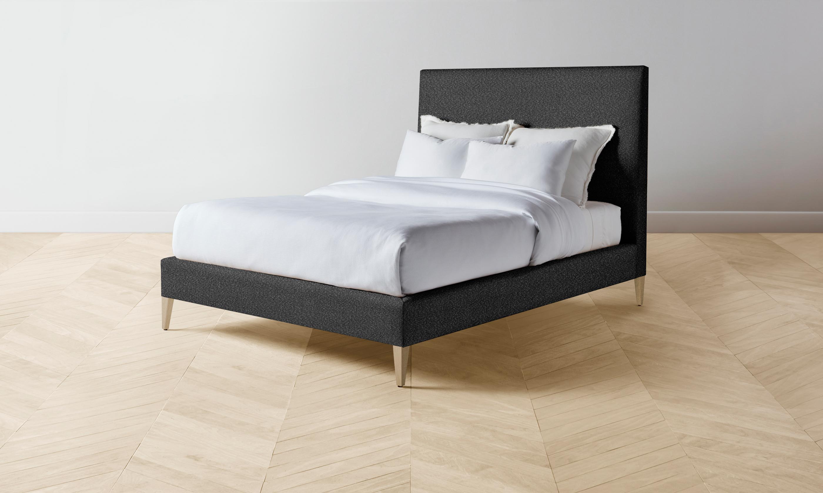 Luxury Essex Bed Frame with Italian Bouclé Storm Fabric - Elegant Modern Bedroom Furniture for Master Suite or Guest Room