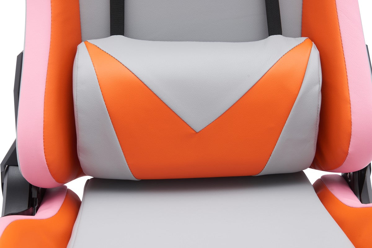 Premium Ergonomic Gaming Chair with Adjustable Lumbar Support - Grey & Orange Racing Style for PC/Console Gamers - Perfect for Esports, Streaming & Home Office Setup