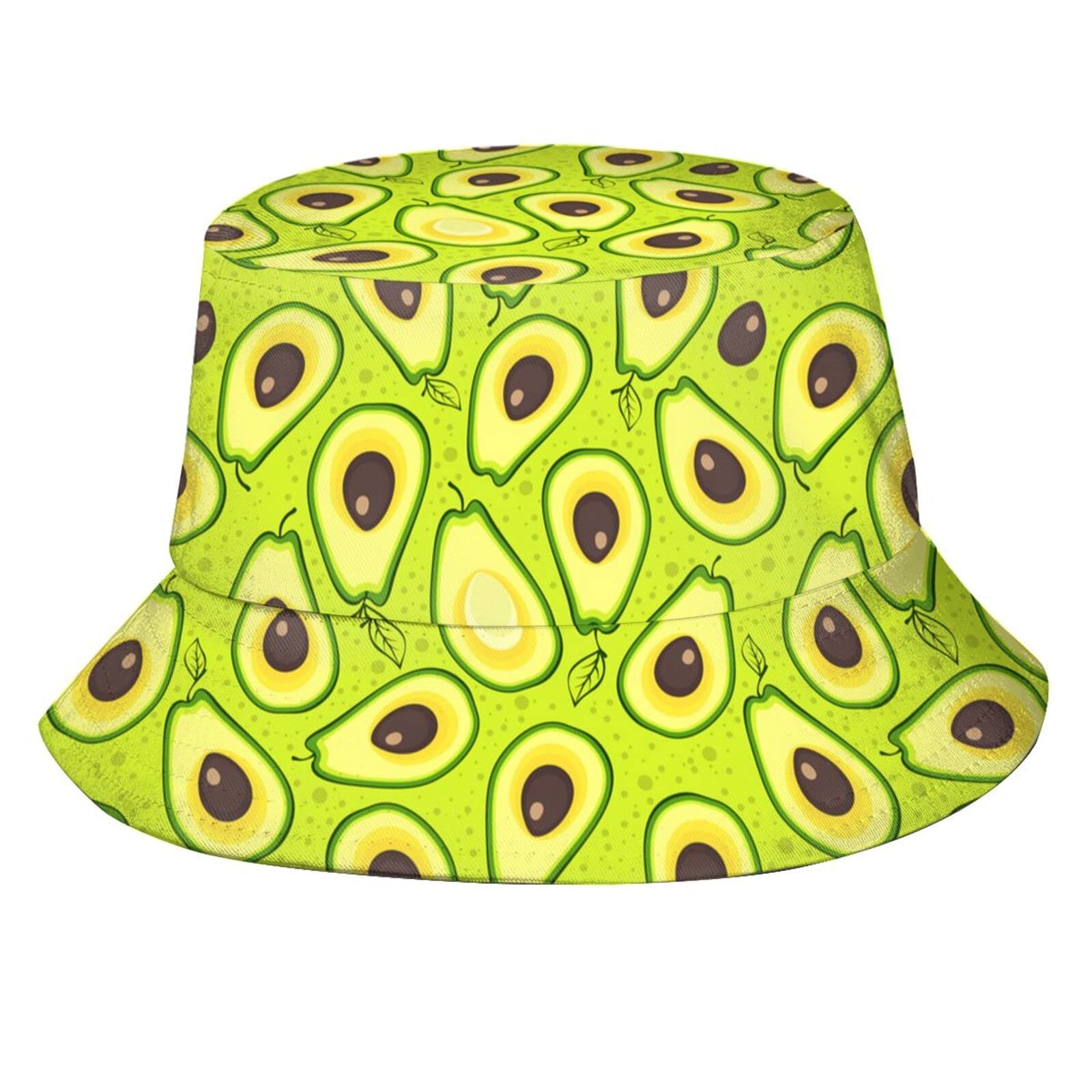 Stylish Avocado Print Bucket Hat - Packable Wide Brim Summer Sun Hat for Women & Men, Perfect for Beach Travel, Fishing, and Outdoor Activities