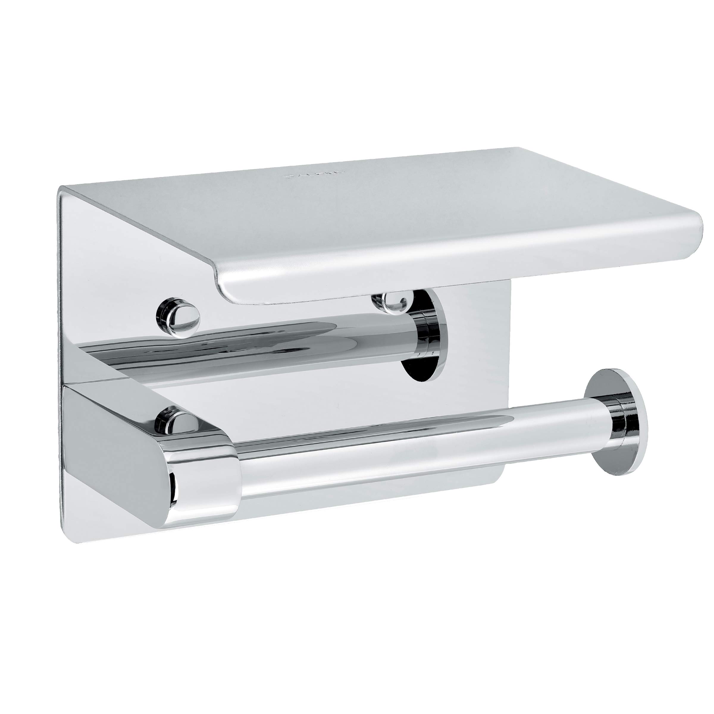 Alpine Industries Single Toilet Paper Holder with Shelf Storage Rack & Sanitary Napkin Receptacle Set - Bathroom Organizer for Home, Office, and Public Restrooms