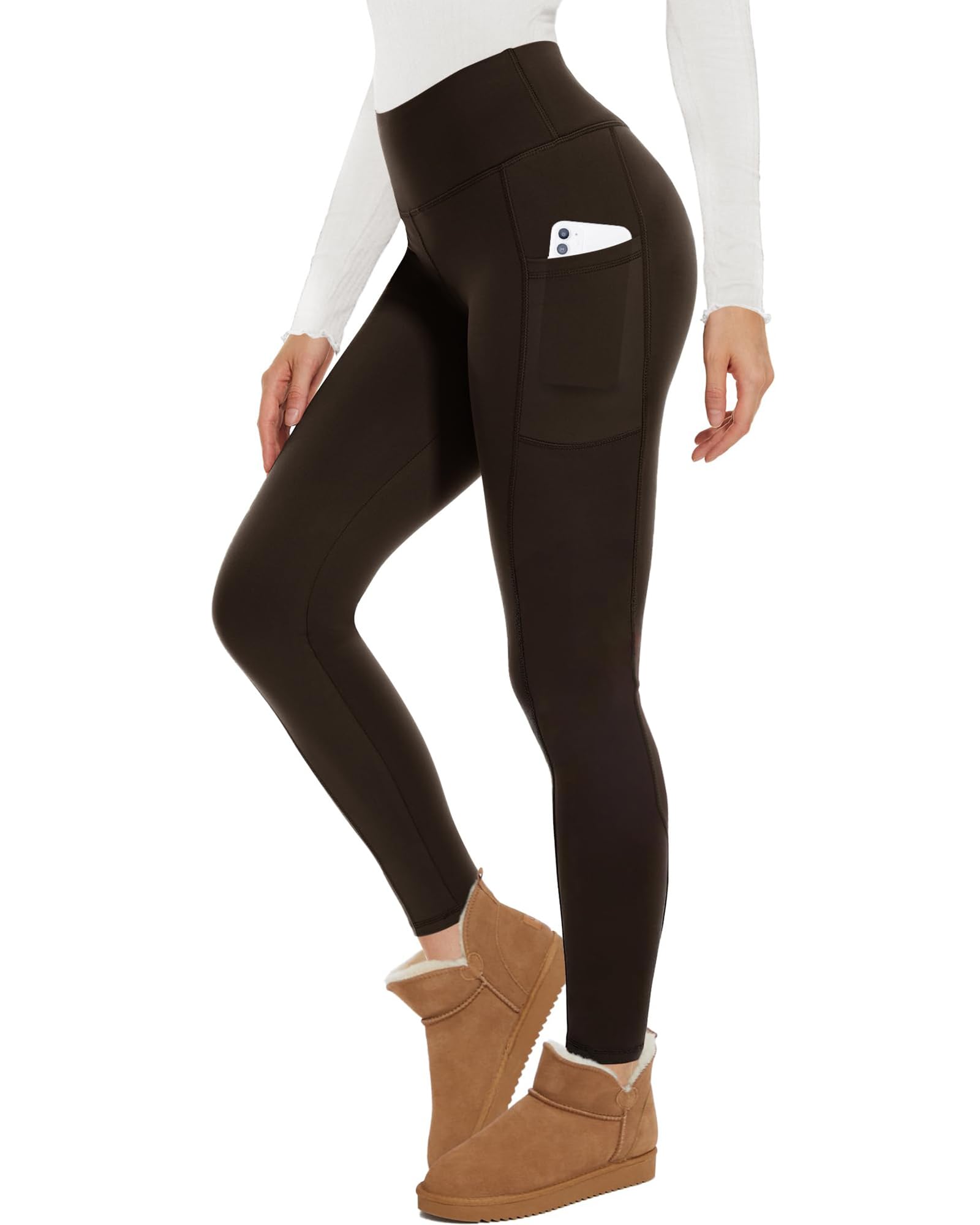 GAYHAY Women's Fleece Lined Leggings with Pockets - Thermal High Waisted Winter Yoga Pants for Workout & Cold Weather | Warm Thick Thermal Tights for Running, Hiking, Lounge & Everyday Wear