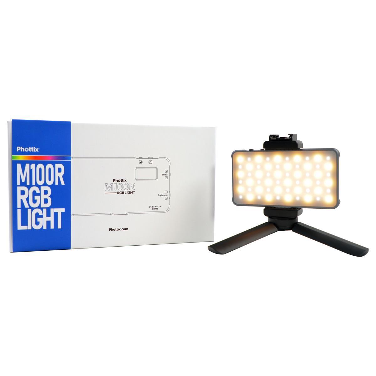 Phottix M100R RGB LED On-Camera Light Panel - Professional Photography & Videography Lighting for YouTube, Vlogging, and Studio Work