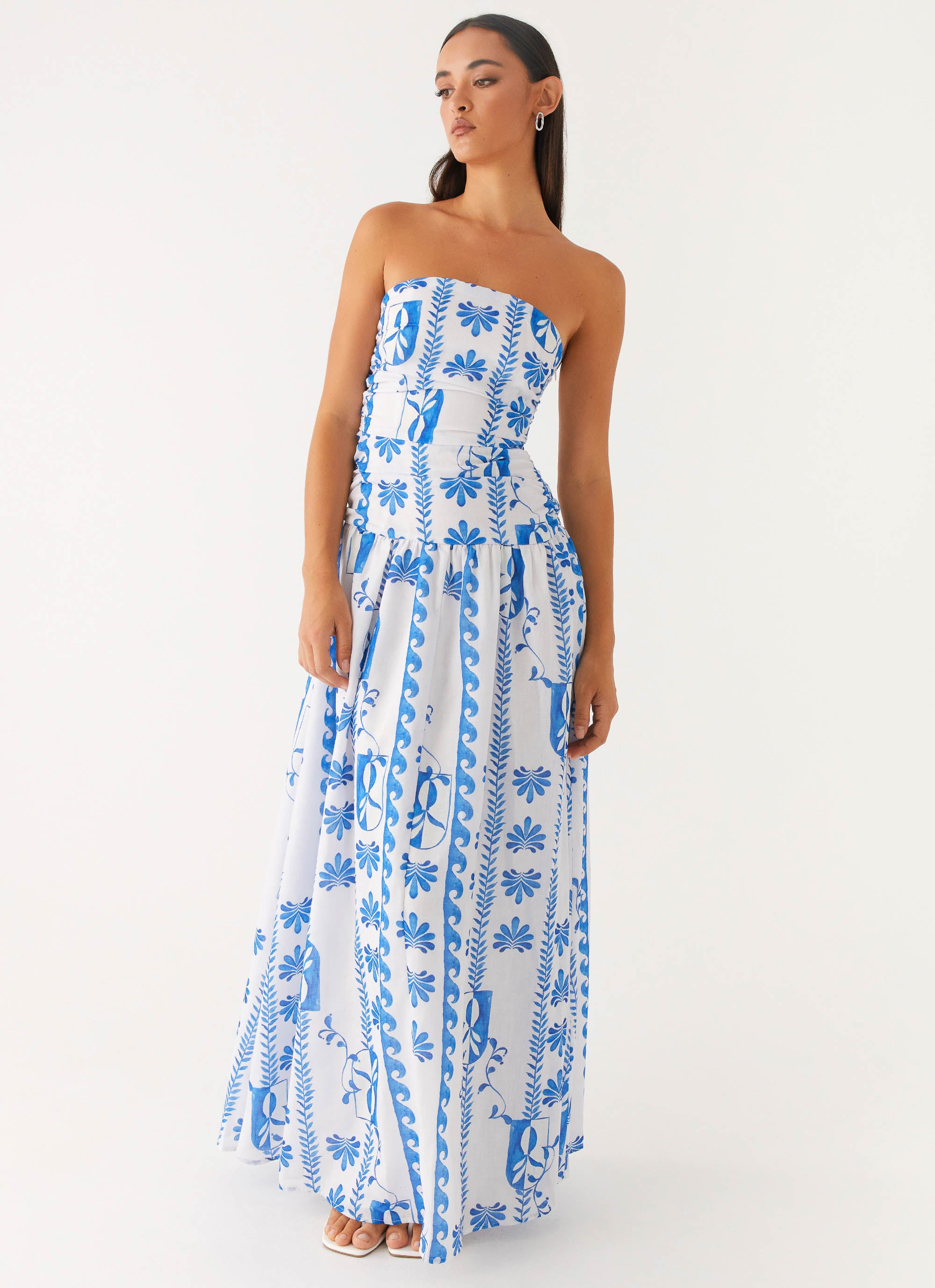 Carmel Maxi Dress - Floral Wave Print Women's Summer Beach Dress | Perfect for Vacations, Weddings & Boho Outfits