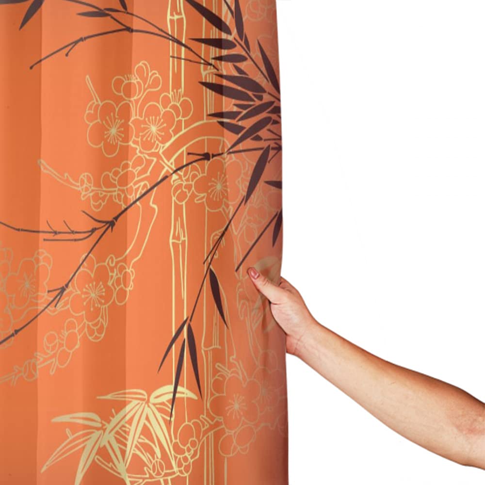 LOKMU Waterproof Shower Curtain - Abstract Bamboo Silhouette Design, Machine Washable Fabric Bath Curtain with Hooks, 72x72 Inches - Perfect for Modern Bathrooms, Spa Retreats & Guest Bath Decor