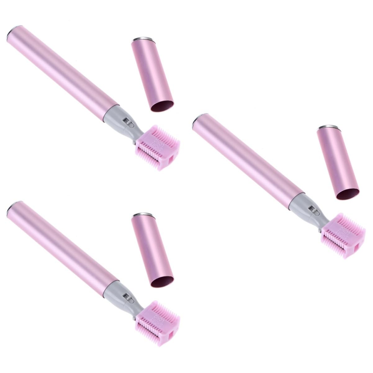 3pcs Electric Eyebrow Trimmer & Facial Hair Remover for Women - Painless Eyebrow Scissors & Shaver with Precision Blades, Pink | Perfect for Eyebrow Shaping, Facial Hair Removal & Grooming at Home
