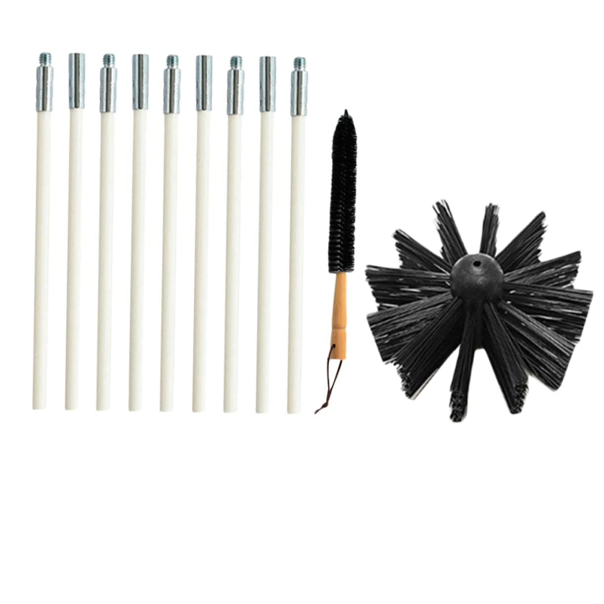 STOBAZA 3-Piece Chimney Brush Set - Heavy Duty Nylon Bristle Dryer Vent & Flue Cleaner for Wall Ovens, Fireplaces, and HVAC Ducts - Professional Lint Remover Tool for Home Maintenance