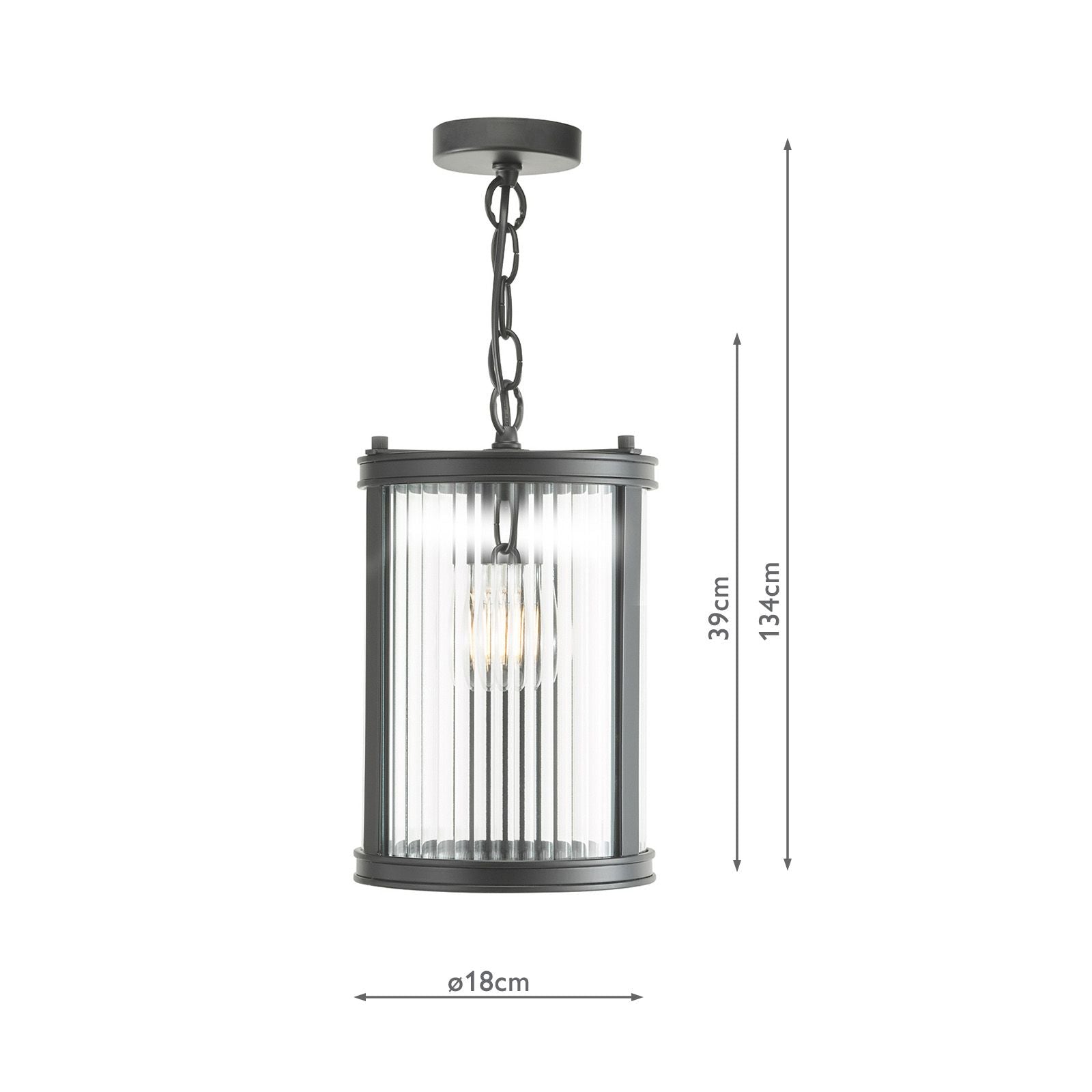 Bianka Pendant Light Fixture - Bronze & Matte Black with Ribbed Glass Shade (E17 Base) - Perfect for Dining Room, Kitchen Island or Bedroom Lighting