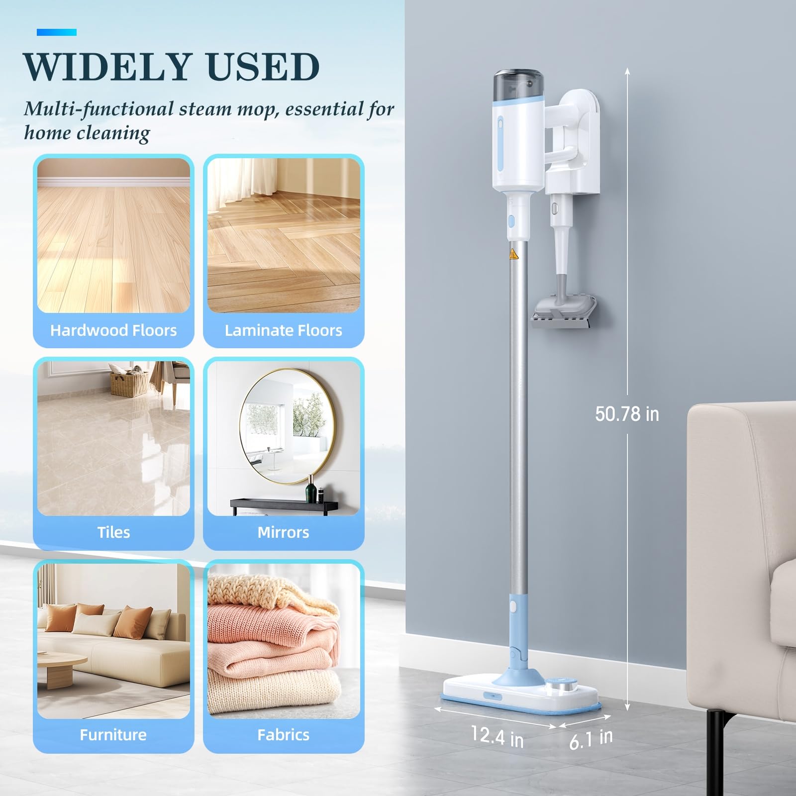 Best Steam Mop with Detachable Handheld Steamer - Powerful Floor Cleaner for Hardwood, Tile, Laminate & All Floors - Multipurpose Home Cleaning Kit with Attachments - Ideal for Kitchen, Bathroom & Pet Areas