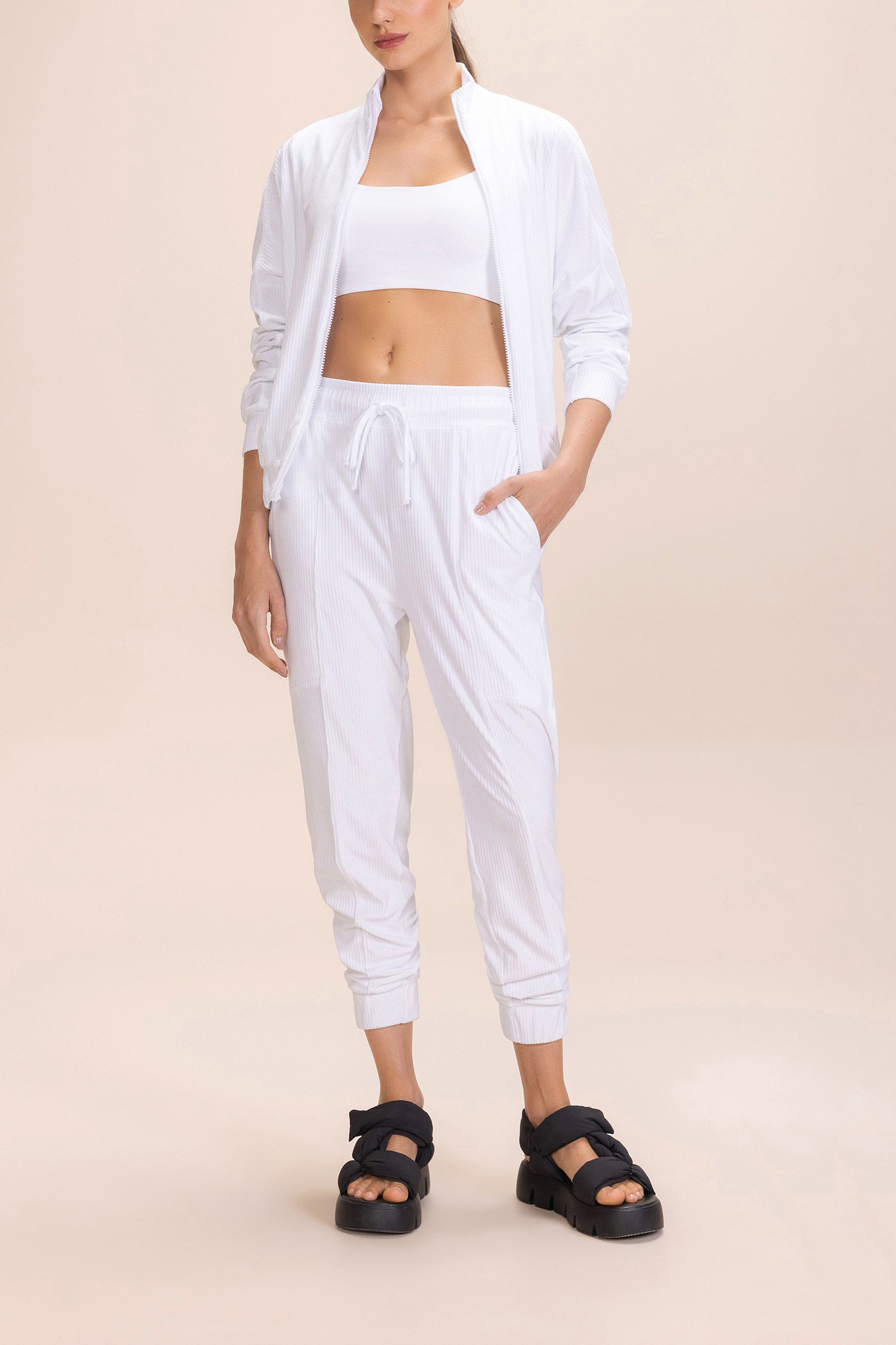 Cozy Ribbed Plush Pants for Women - Soft Fleece Lounge Pants with Elastic Waistband - Perfect for Winter, Home Relaxing & Casual Outfits
