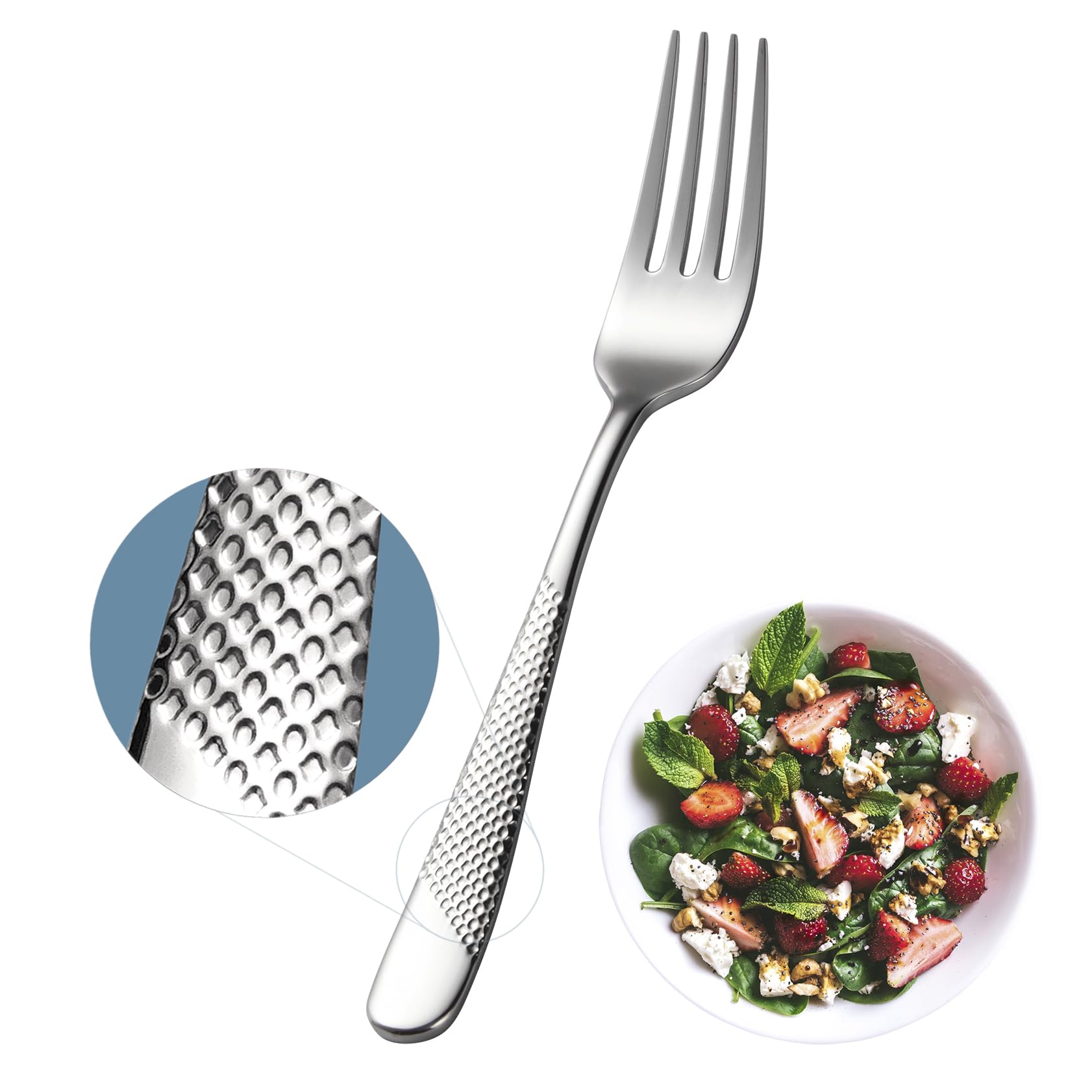 Xideman® 12-Piece Premium Hammered Salad Forks Set - 6.7 Inch 18/10 Stainless Steel Mirror Polished Dessert Forks - Dishwasher Safe Silverware for Home, Kitchen & Restaurant - Perfect for Dinner Parties, Catering & Fine Dining