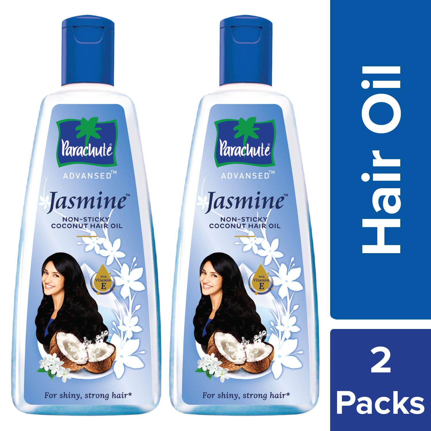 Parachute Advanced Jasmine & Coconut Hair Oil - Non Sticky, 500ml (Pack of 2) for Hair Growth, Moisturizing & Scalp Care | Perfect for Daily Hair Treatment & Styling