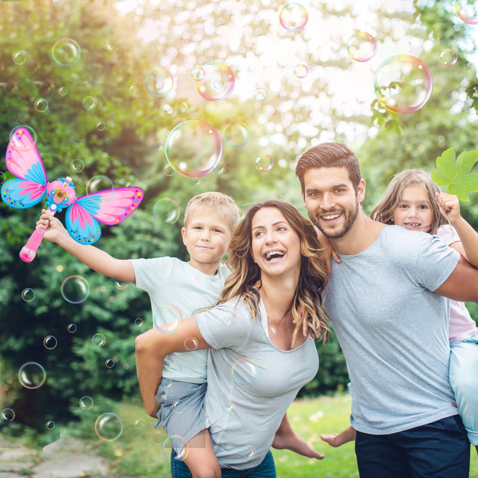 Butterfly Bubble Machine for Kids - Automatic Bubble Blower with Music & LED Lights, Includes 2 Bubble Refills - Perfect for Toddlers, Birthday Parties, Weddings, Outdoor & Indoor Play