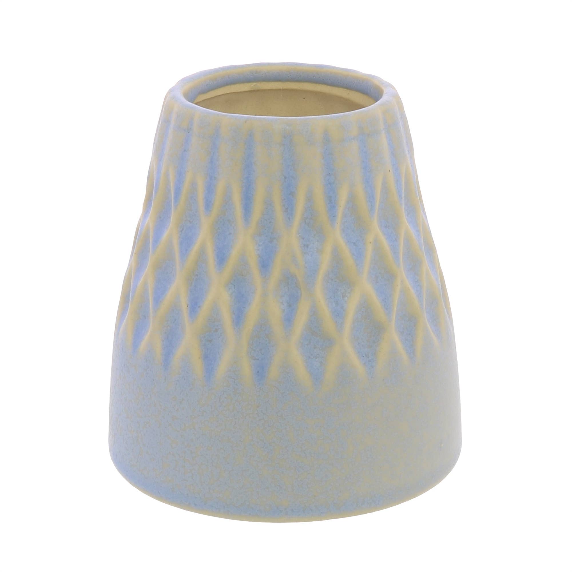 HomArt Margot Vase - Diamond Pattern Matte Blue Ceramic Vase for Home Decor, Wedding Centerpiece & Modern Interior Design