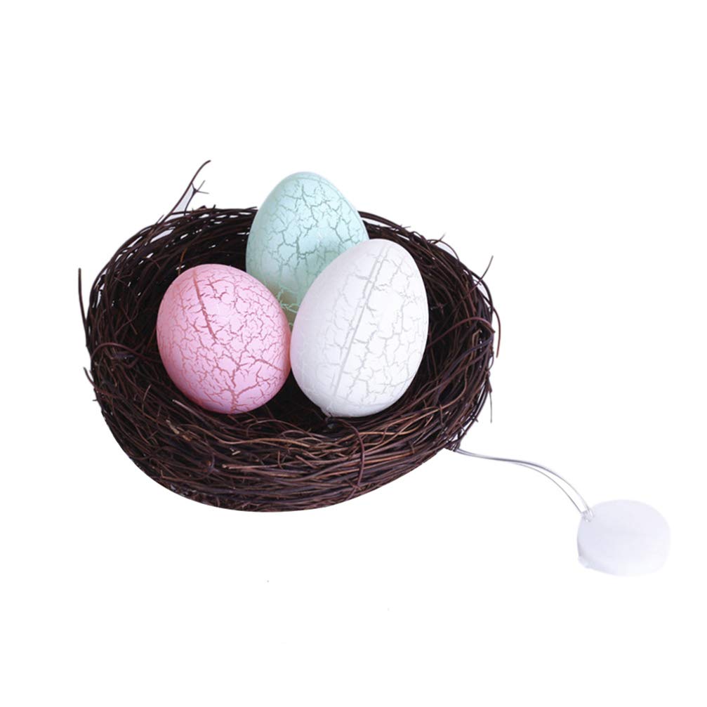 Beaupretty LED Easter Egg Lights - Handmade Artificial Bird Nest with Eggs for Home Decor, Spring Party Supplies & Photography Props | Warm White Light for Easter Celebrations, Wedding Centerpieces & Cozy Indoor Ambiance