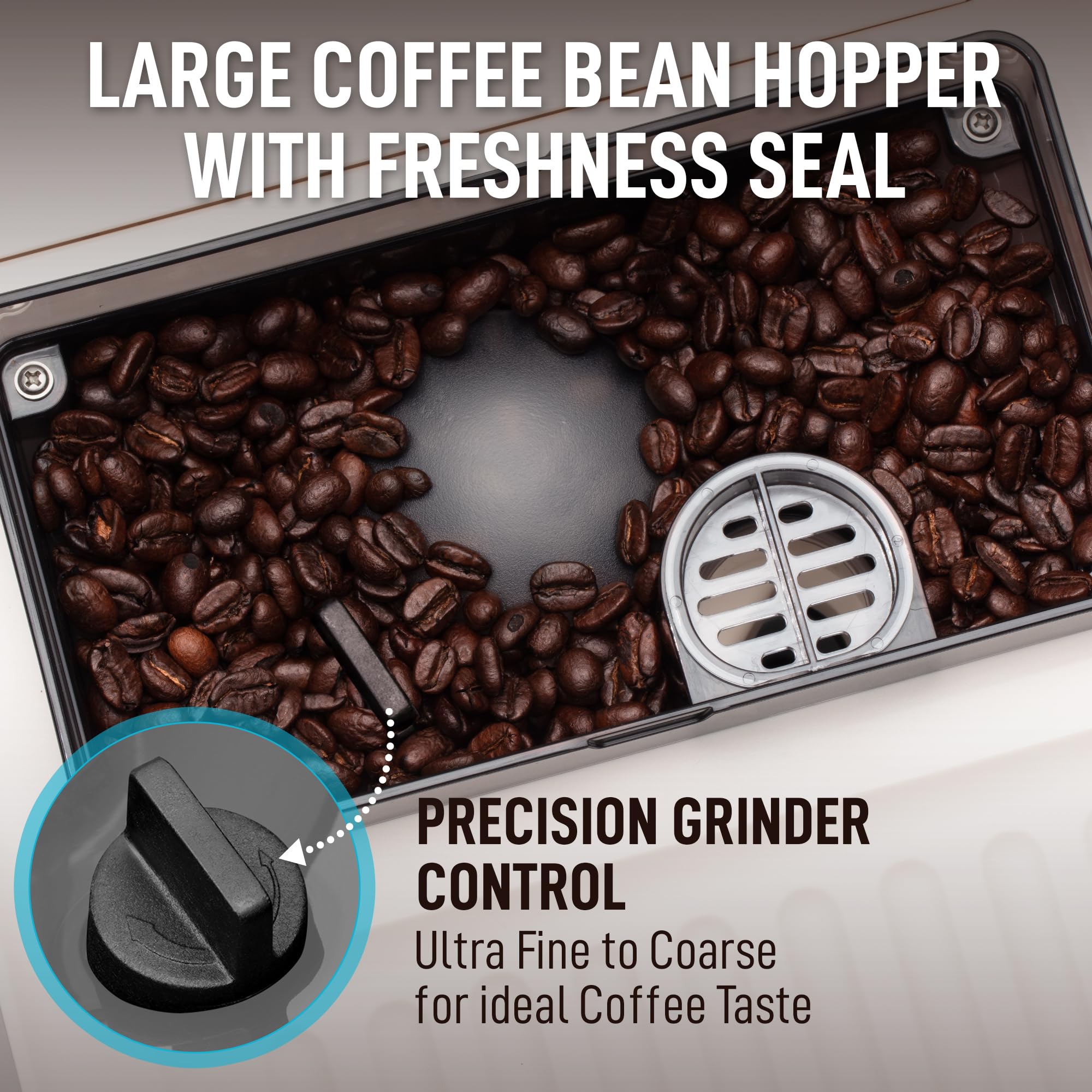 Zulay Kitchen Magia Clasica Fully Automatic Espresso Machine with Built-in Grinder - Touch Screen Coffee Maker for Latte, Cappuccino & Macchiato - One-Touch Operation & Milk Frother - Cream Copper Finish - Perfect for Home, Office & Coffee Shop Use