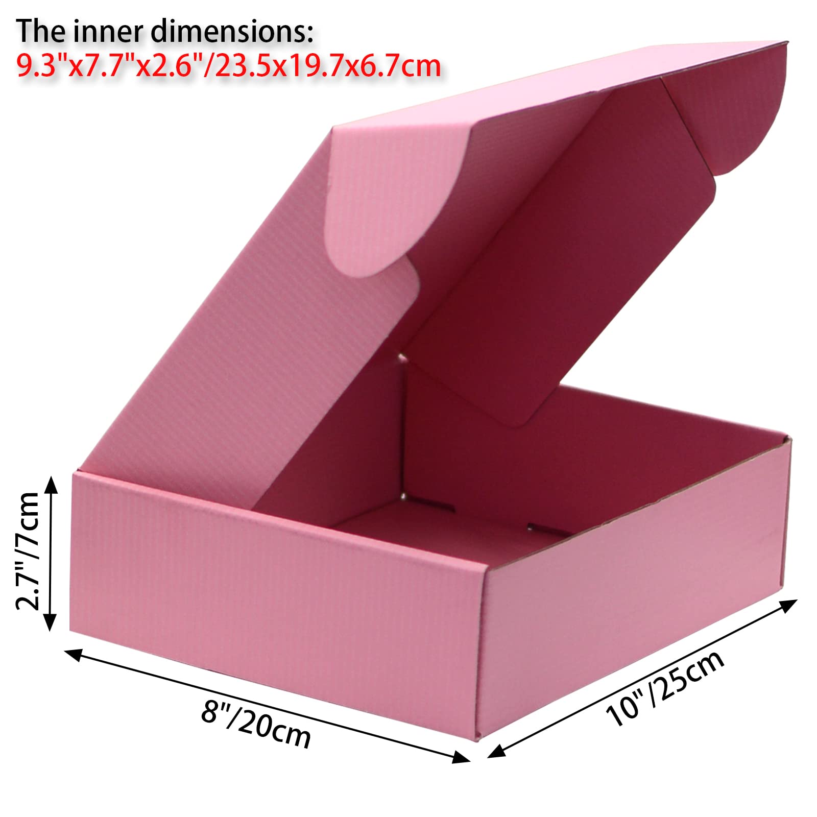 12 Pack Pink Corrugated Cardboard Shipping Boxes 10x8x2.7 Inches - Small Business Packaging, Storage & Gift Boxes for Ecommerce, Retail & Craft Projects