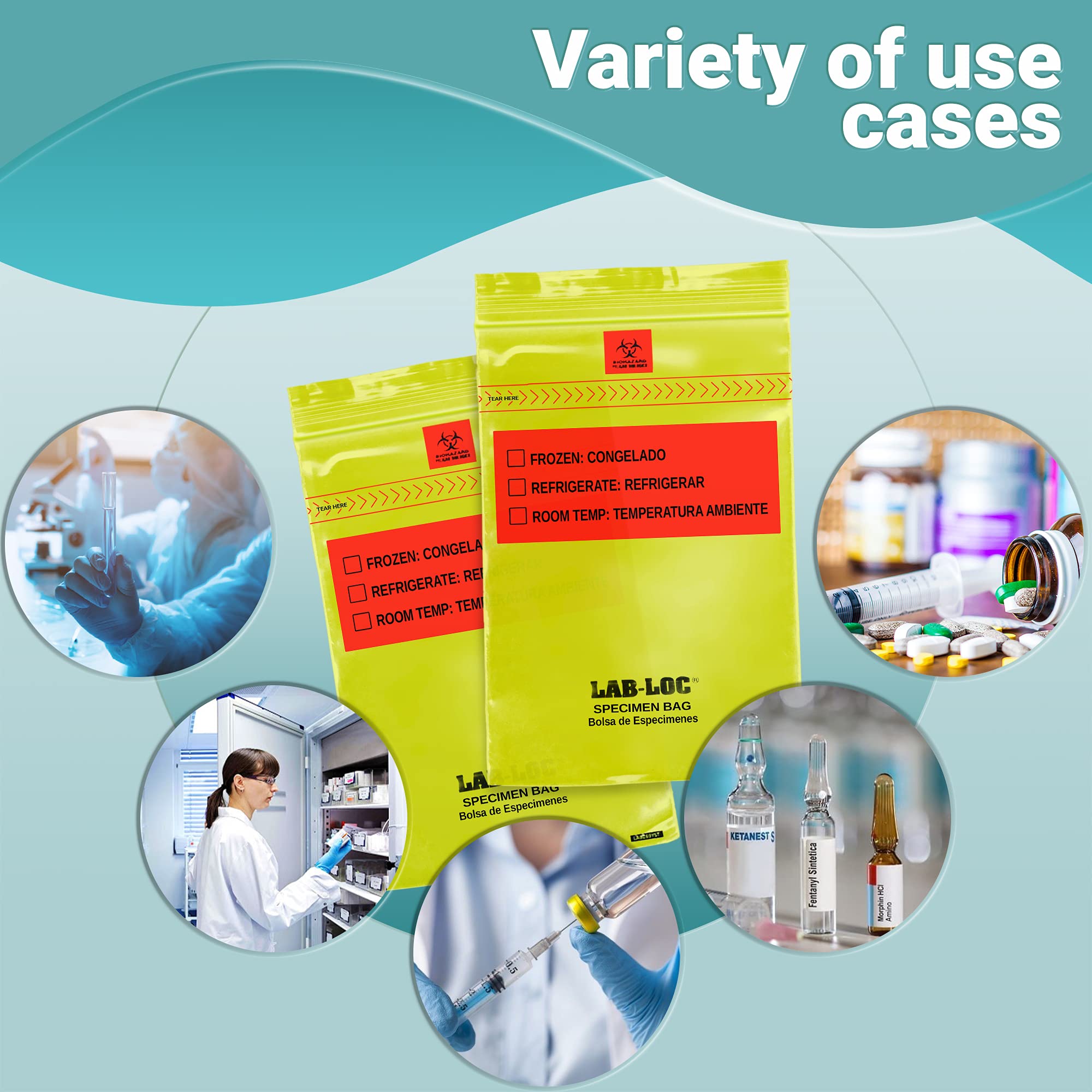 APQ 1000 Pack 6x9 Inch Yellow Specimen Transfer Bags with Zipper - 1.75 Mil Thick Polyethylene Seal Top Plastic Bags for Medical Use, Laboratory, Hospital & Infirmary - Removable Biohazard Symbol - Ideal for Specimen Collection, Storage & Transportation