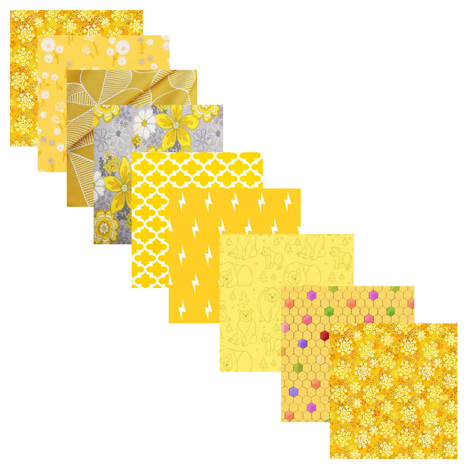 Assorted Yellow Boho Cotton Fabric Swatches for Sewing, Quilting & DIY Crafts - 5 Pack (18x22 Inches) - Perfect for Scrapbooking, Patchwork & Home Decor Projects