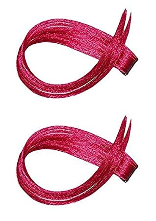 Wizme Colored Hair Streak Extensions for Women & Kids - 2-Pack Clip-in Hair Highlights (Magenta) | Fun Party, Cosplay & Costume Accessories