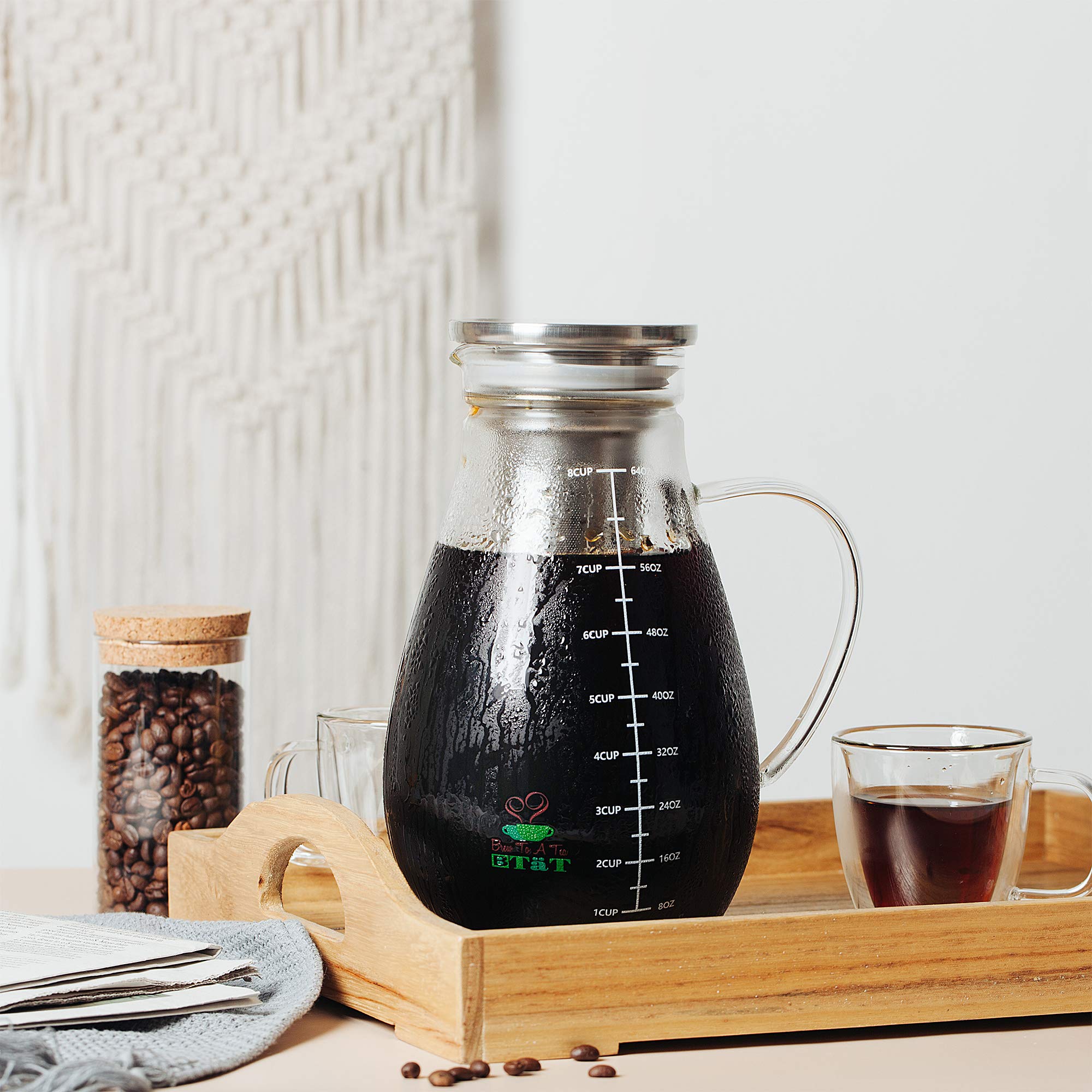 Cold Brew Coffee Maker 2L - Iced Coffee & Tea Pitcher for Home & Office