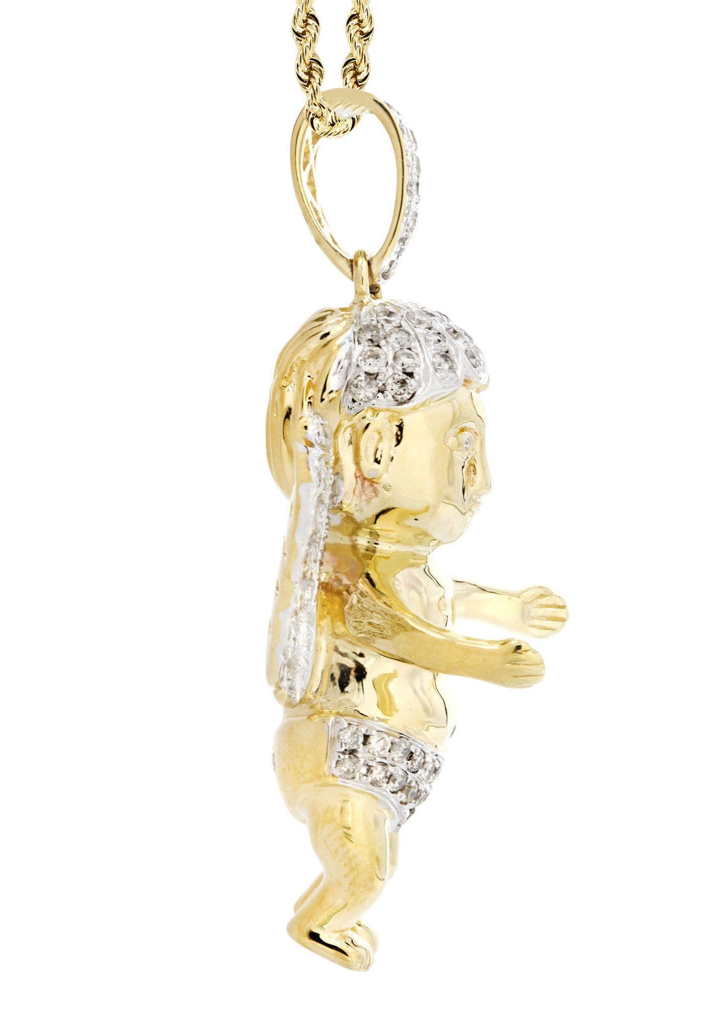 10K Yellow Gold Angel Pendant Diamond Necklace | 1.87 Carats Total Weight | Perfect for Valentine's Day Gifts, Anniversary Presents & Special Occasions