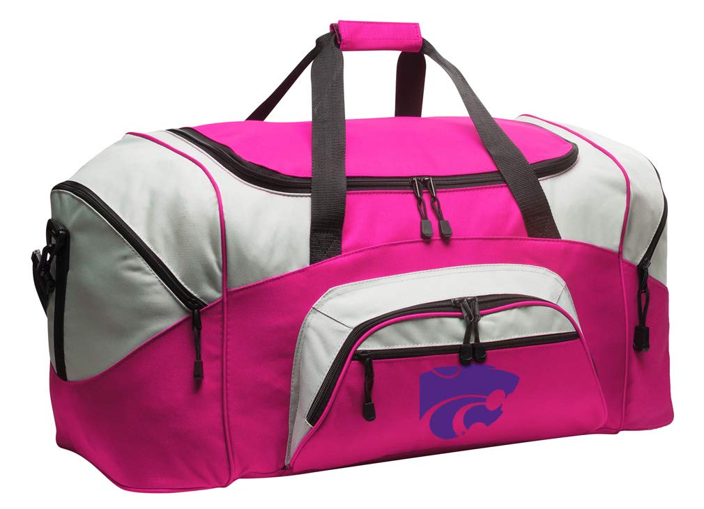 Kansas State Wildcats Large Duffle Bag - K-State Gym Bag, Travel Suitcase in Purple & Pink - Perfect for College, Sports, Gym & Weekend Getaways